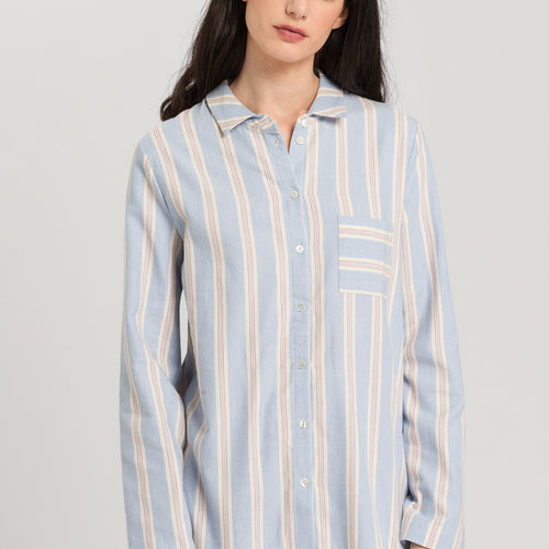 76484 Loungy Nights Flannel Long Sleeve Shirt - 2988 Soft Stripe