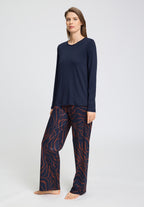 Loungy Nights Relaxed Round Neck Cotton Top | Deep Navy 76491-1610