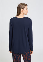 Loungy Nights Relaxed Round Neck Cotton Top | Deep Navy 76491-1610