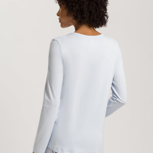 Loungy Nights Relaxed Round Neck Cotton Top | Powder Blue 76491-2512