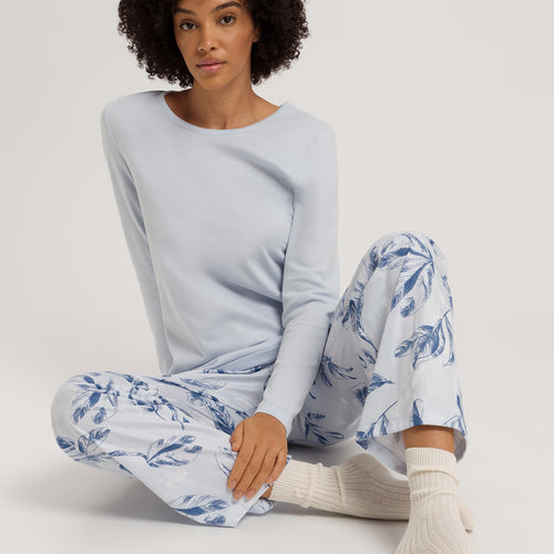 Loungy Nights Relaxed Round Neck Cotton Top | Powder Blue 76491-2512