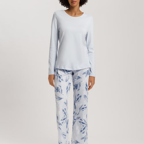 Loungy Nights Relaxed Round Neck Cotton Top | Powder Blue 76491-2512