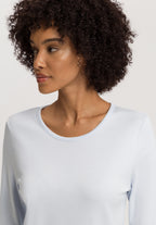 Loungy Nights Relaxed Round Neck Cotton Top | Powder Blue 76491-2512