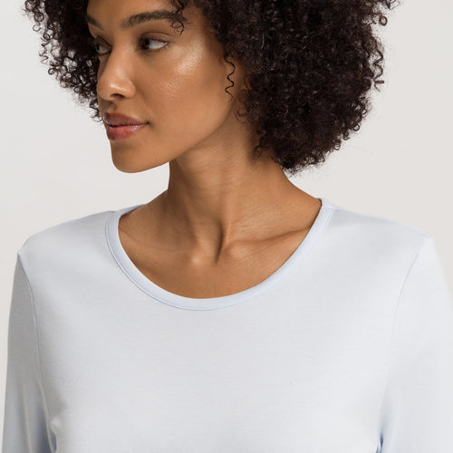 Loungy Nights Relaxed Round Neck Cotton Top | Powder Blue 76491-2512