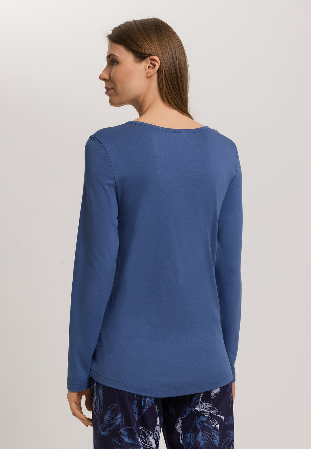 Loungy Nights Relaxed Round Neck Cotton Top | Slate Blue 76491-2642