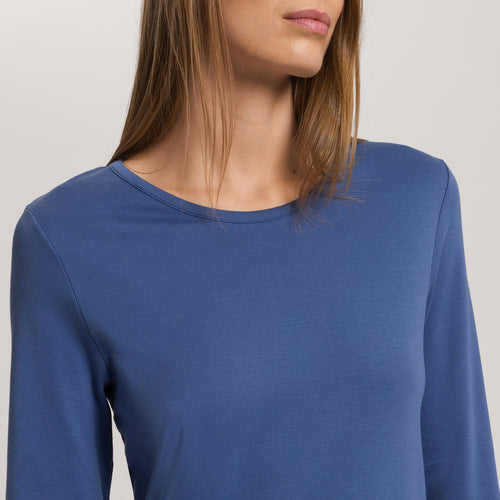 Loungy Nights Relaxed Round Neck Cotton Top | Slate Blue 76491-2642