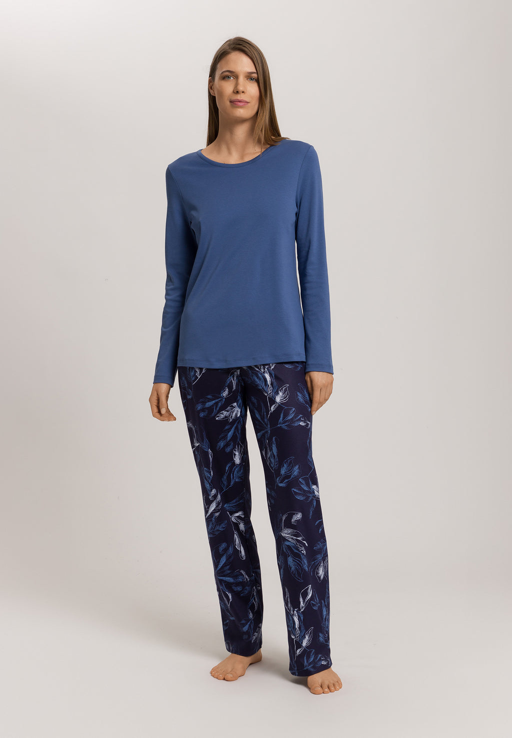 Loungy Nights Relaxed Round Neck Cotton Top | Slate Blue 76491-2642
