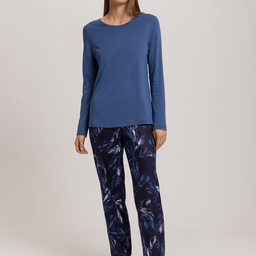 Loungy Nights Relaxed Round Neck Cotton Top | Slate Blue 76491-2642