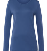 Loungy Nights Relaxed Round Neck Cotton Top | Slate Blue 76491-2642