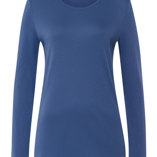Loungy Nights Relaxed Round Neck Cotton Top | Slate Blue 76491-2642