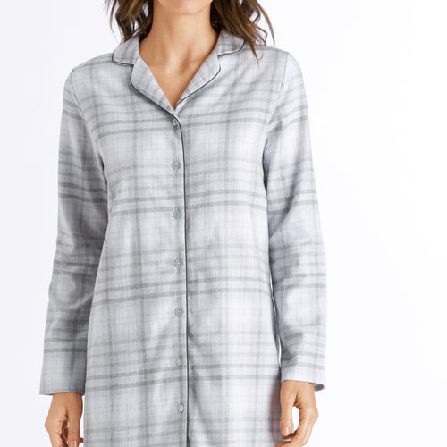 76655 Edda Long Sleeve Nightgown - 2052 Grey Check