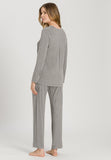 Champagne Flat Trim V-Neck Pajama Set | Grey Melange 76704-958