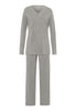 Champagne Flat Trim V-Neck Pajama Set | Grey Melange 76704-958