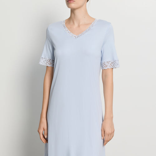 Moments Lace Trim Cotton Nightgown | Blue Dove 77040-2581