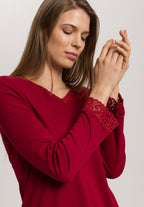 Moments Lace Trim Cotton Pajama Set | Red Dahlia 77041-2418