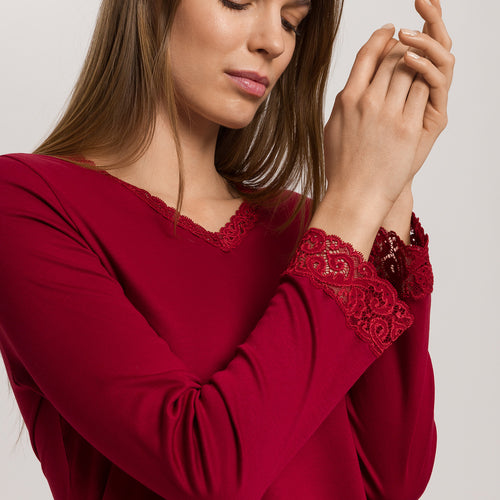 Moments Lace Trim Cotton Pajama Set | Red Dahlia 77041-2418