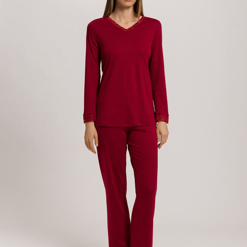 Moments Lace Trim Cotton Pajama Set | Red Dahlia 77041-2418