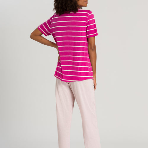 77145 Laura Short Sleeve Long Pajama - 2963 Berry Stripe