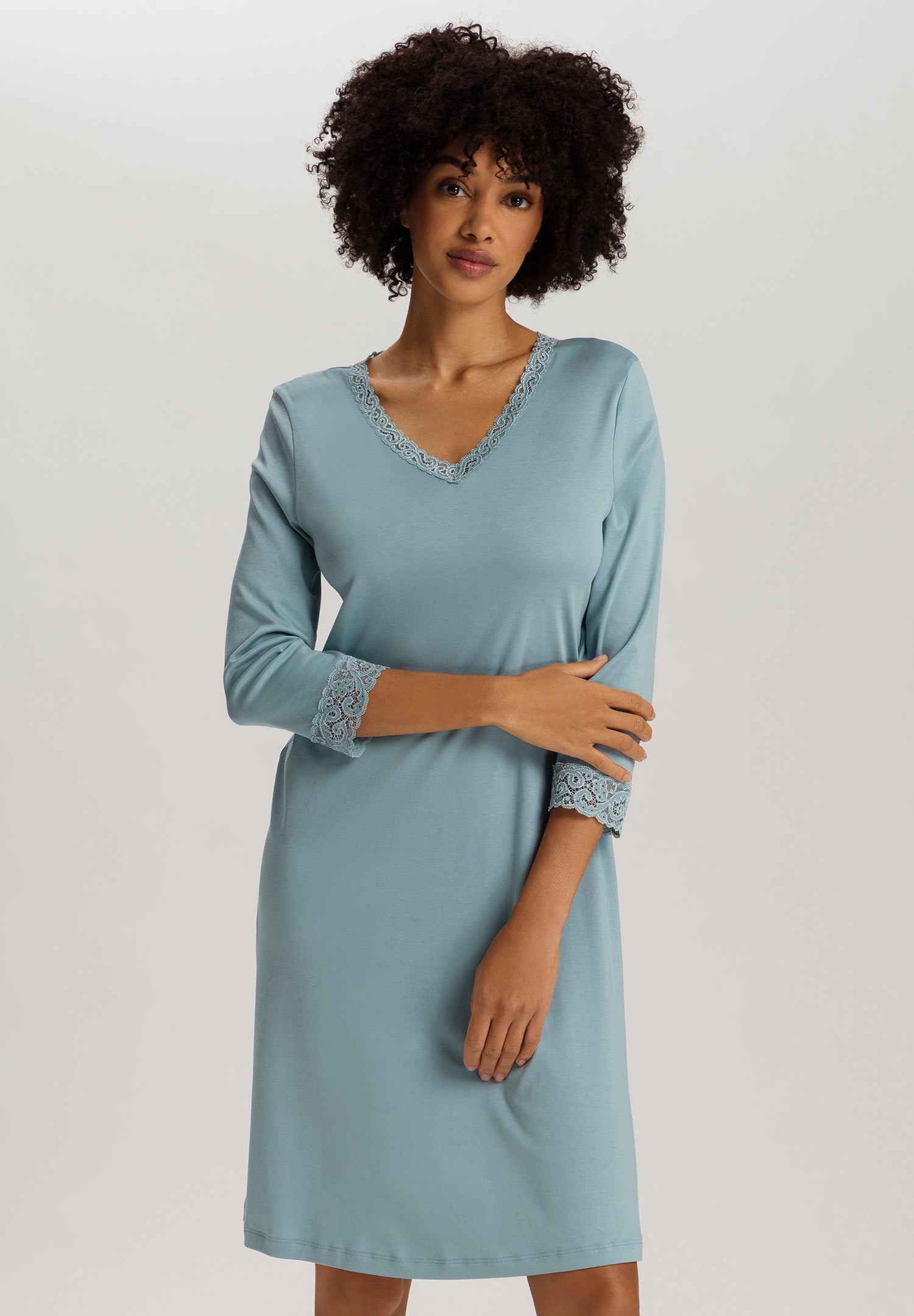 Moments 3/4 Sleeve Gown Nightdress 100cm | Tourmaline Blue 77162-2712