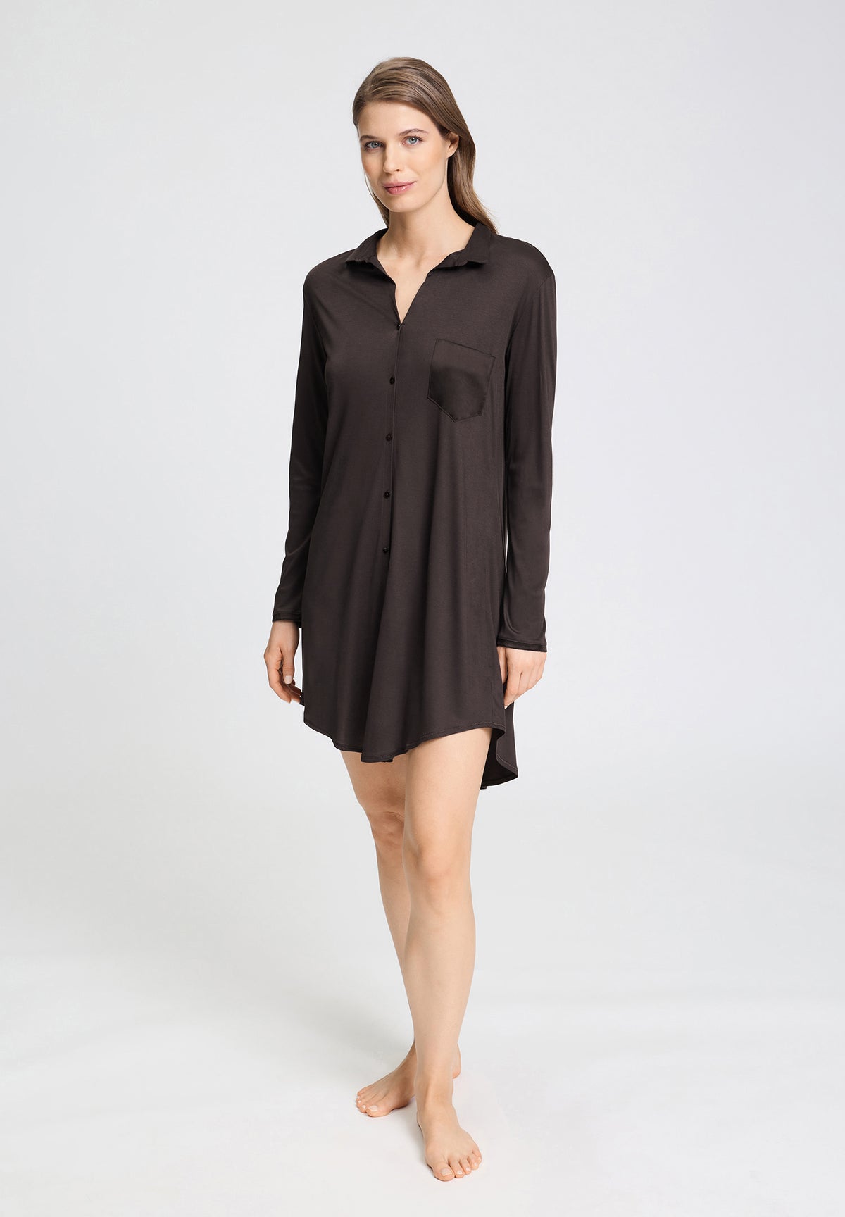 Grand Central Button Front Sleep Shirt | Dark Mocha 77420-2185
