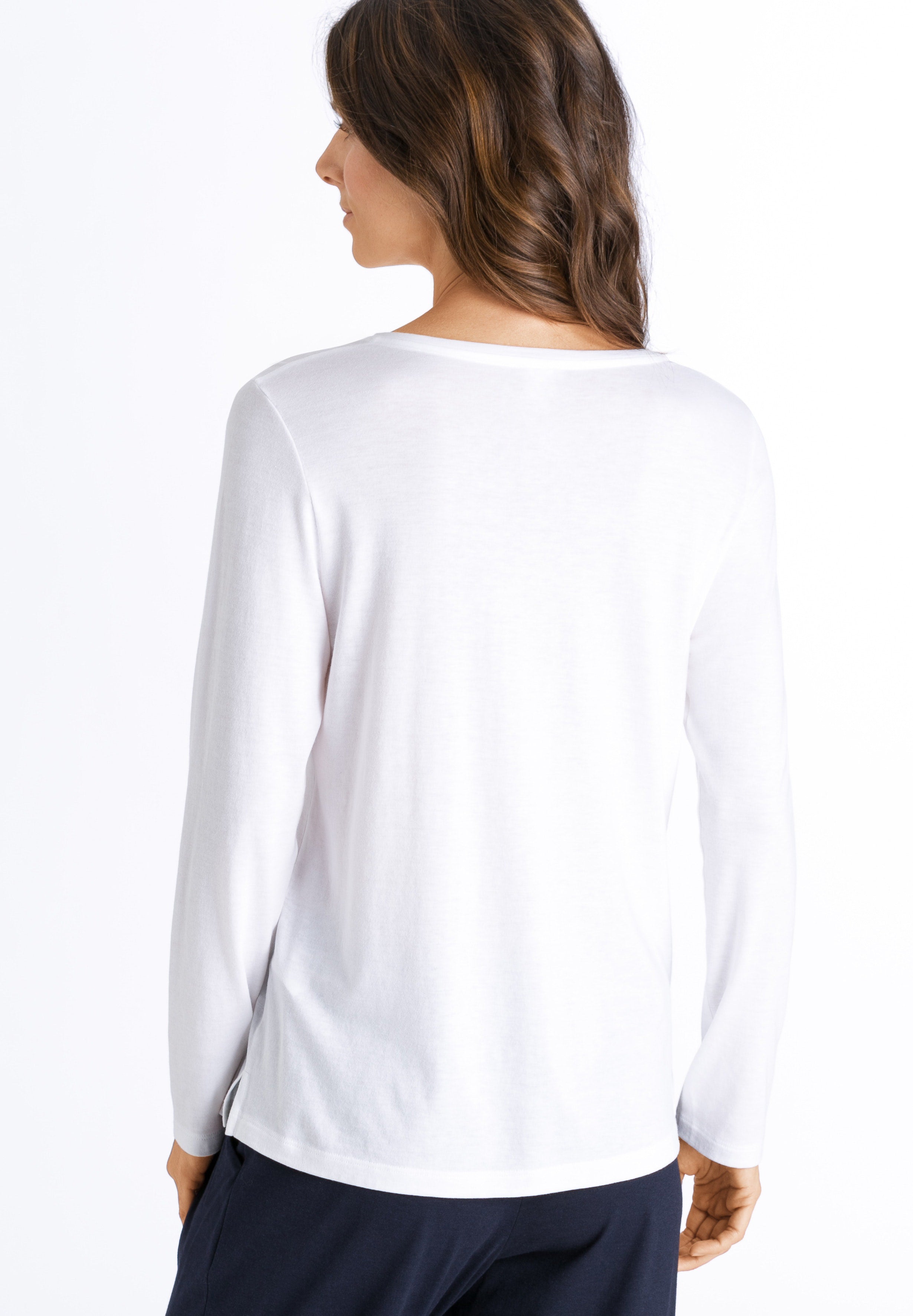 77610 Sleep And Lounge Long Sleeve Henley Shirt - 101 White