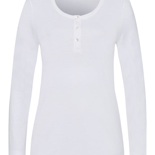 77610 Sleep And Lounge Long Sleeve Henley Shirt - 101 White