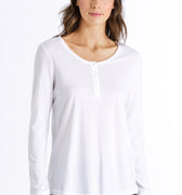 77610 Sleep And Lounge Long Sleeve Henley Shirt - 101 White