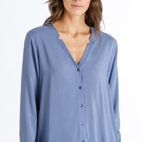 77611 Sleep And Lounge Woven Long Sleeve Shirt - 1530 Soft Blue