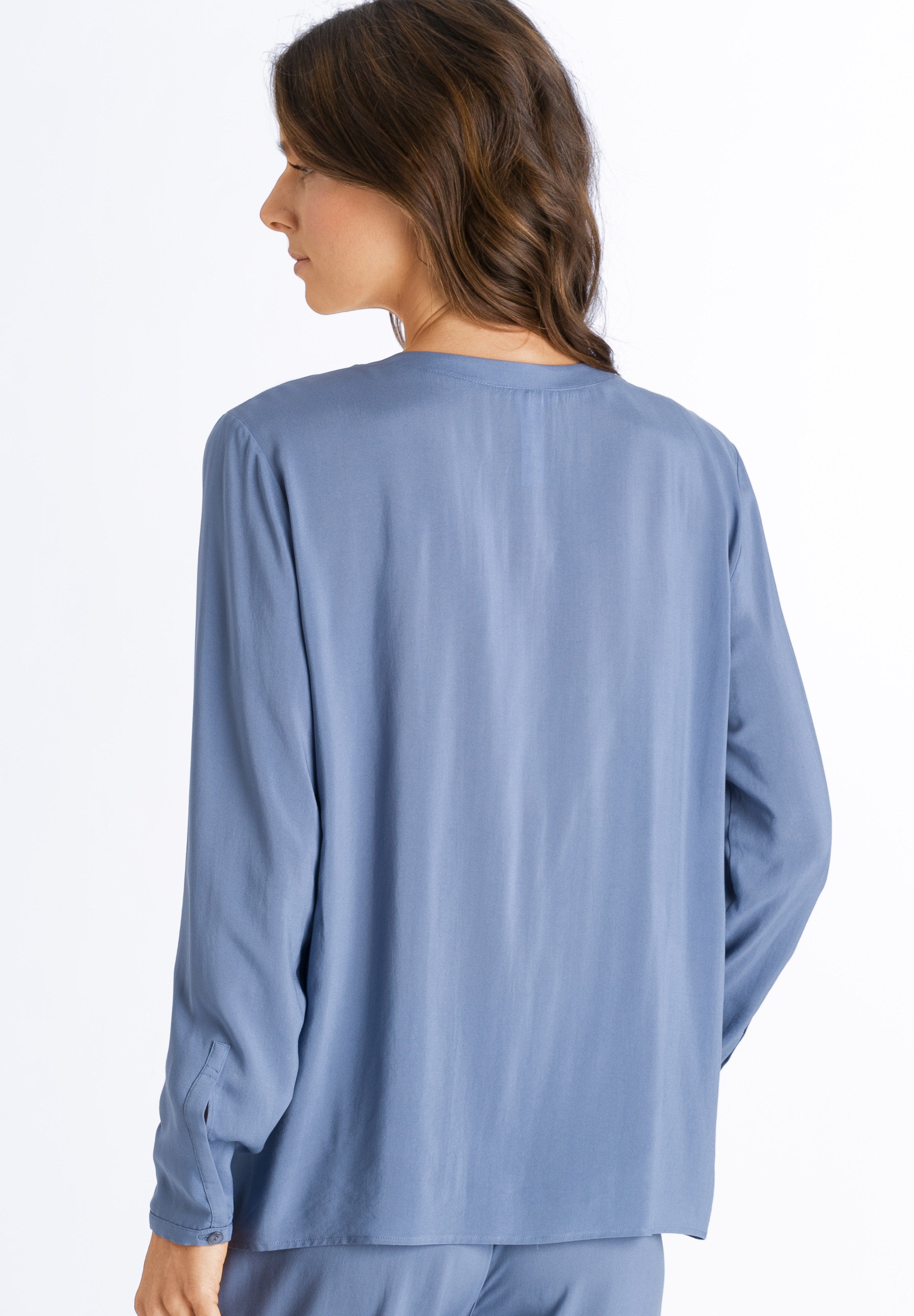 77611 Sleep And Lounge Woven Long Sleeve Shirt - 1530 Soft Blue