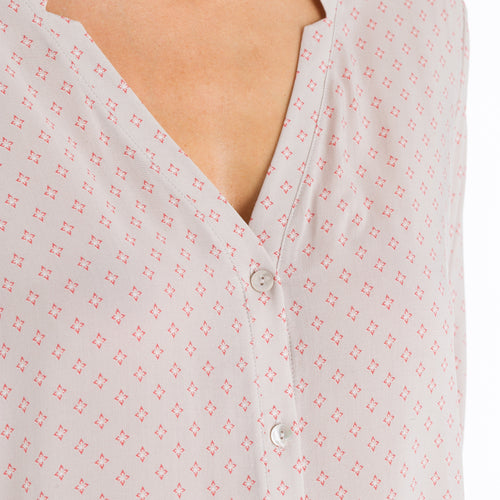 77611 Sleep And Lounge Woven Long Sleeve Shirt - 1930 Minimal Blush