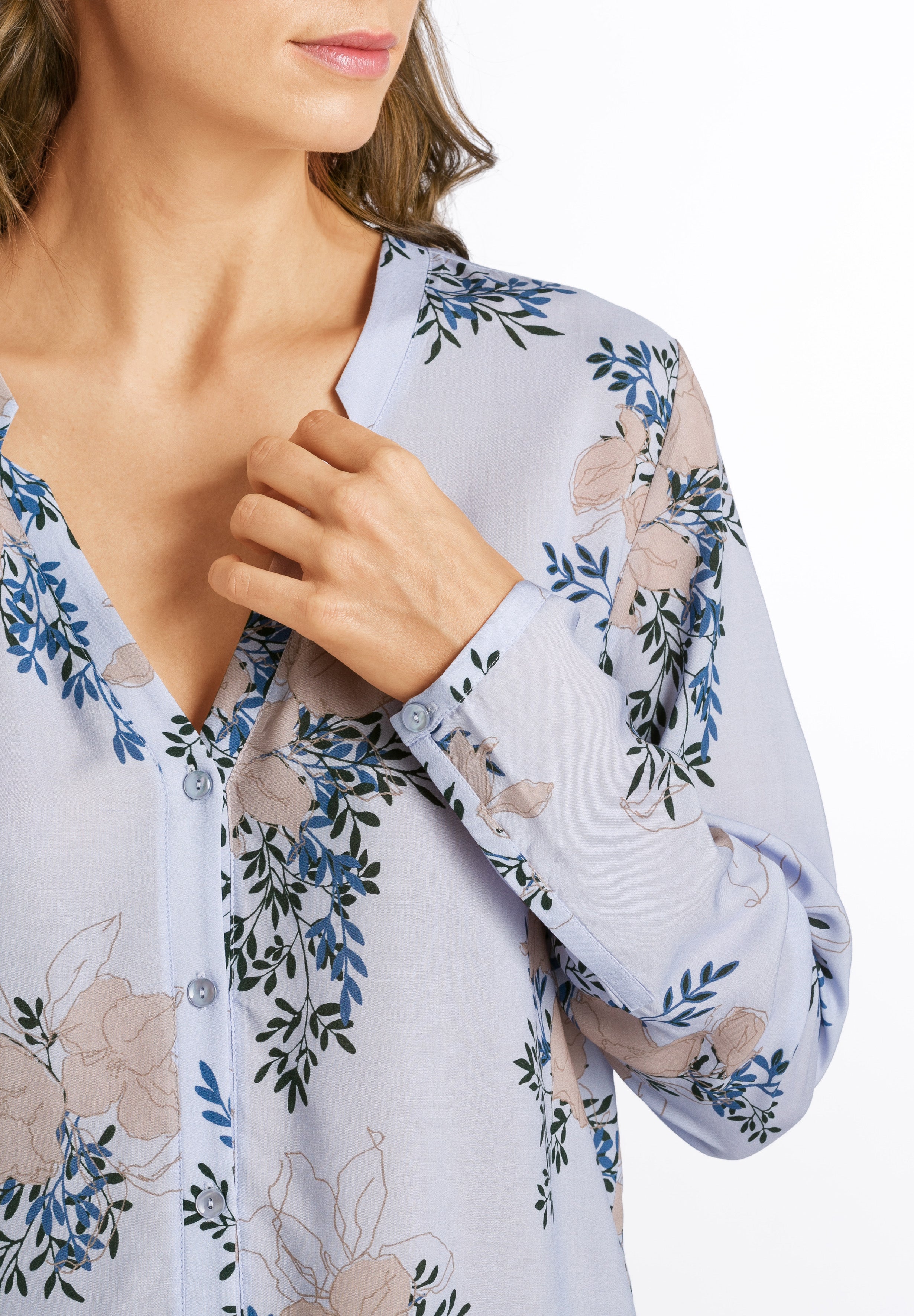 77611 Sleep And Lounge Woven Long Sleeve Shirt - 2069 Marble Flowers