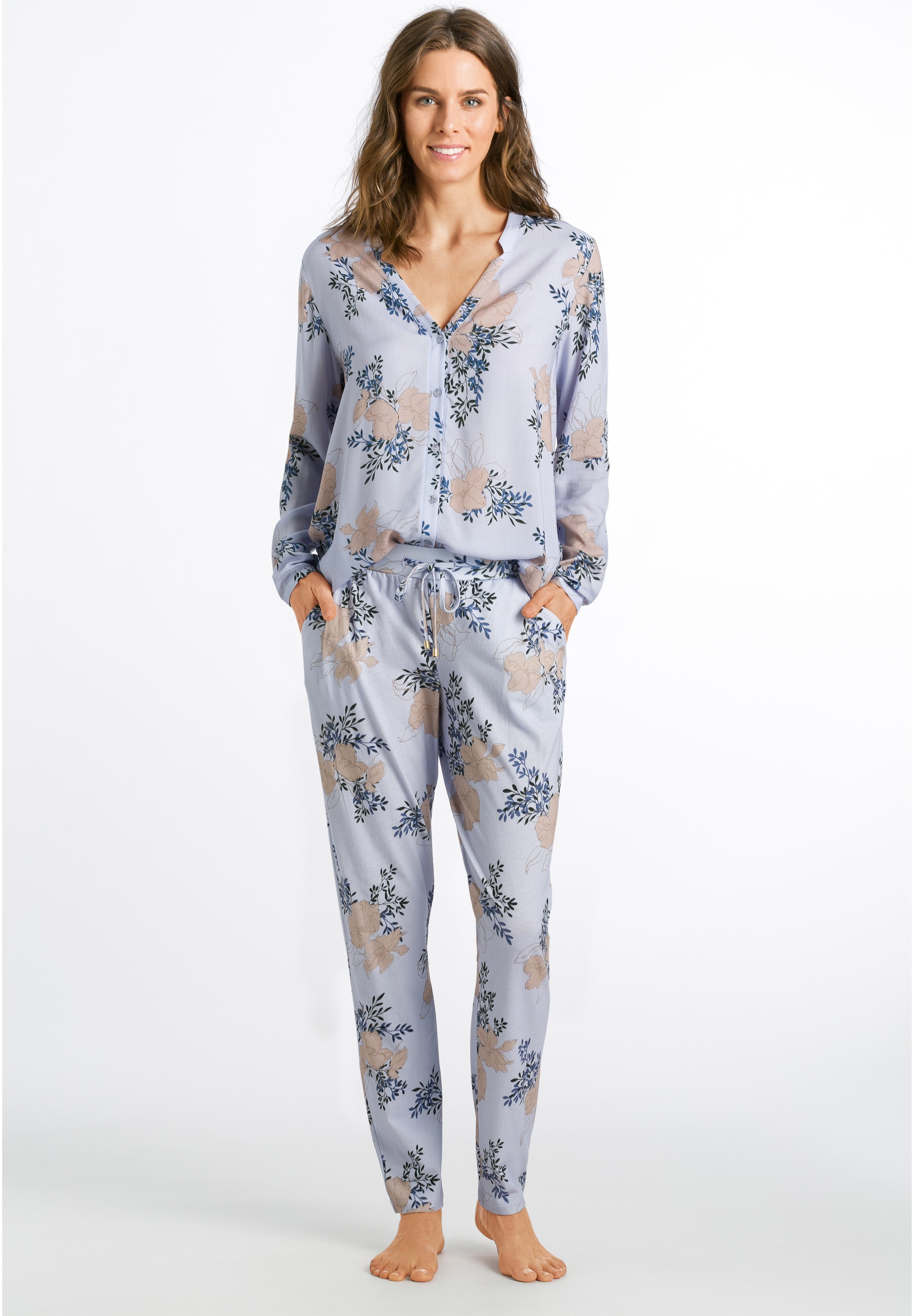 77611 Sleep And Lounge Woven Long Sleeve Shirt - 2069 Marble Flowers