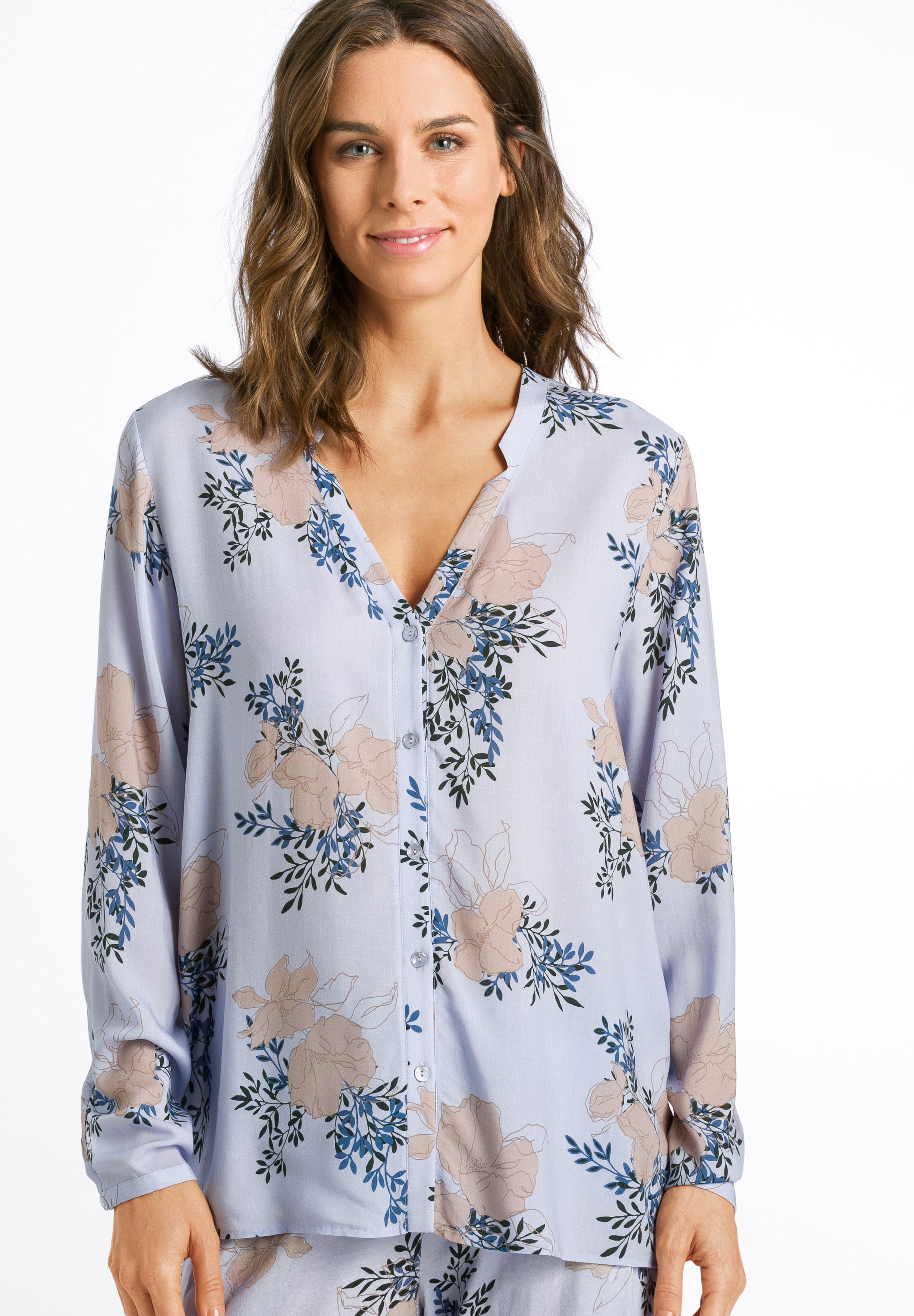 77611 Sleep And Lounge Woven Long Sleeve Shirt - 2069 Marble Flowers