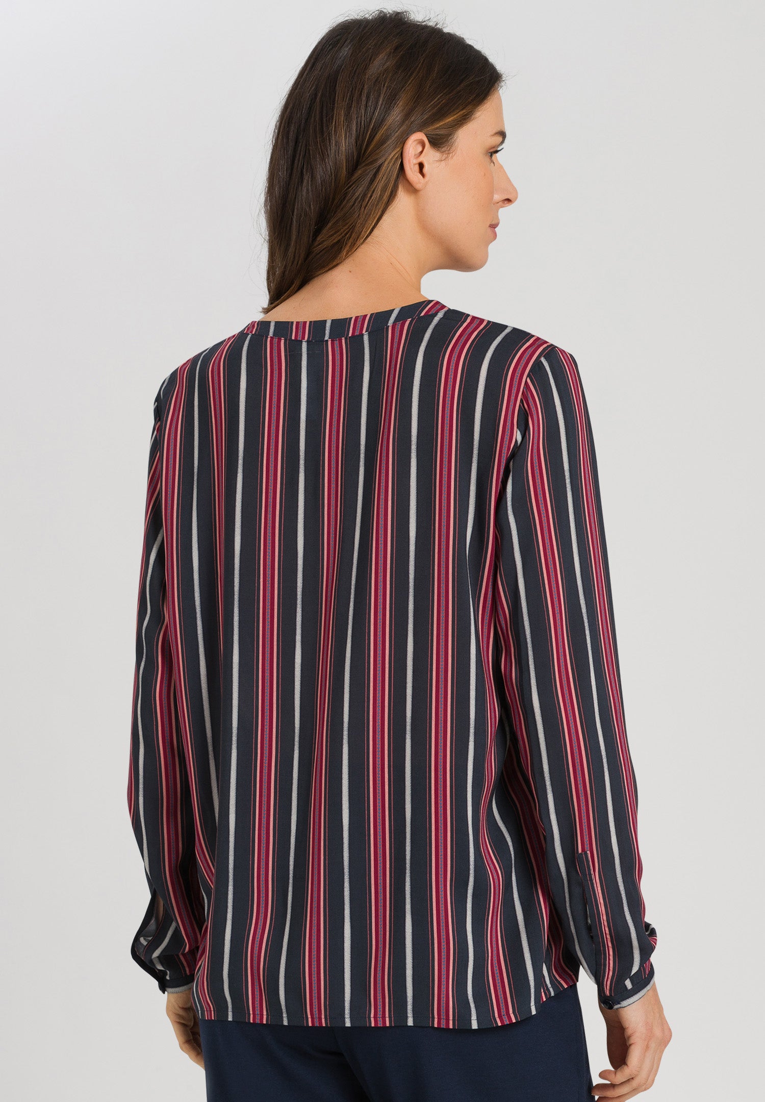 77611 Sleep And Lounge Woven Long Sleeve Shirt - 2984 Marsala Stripe