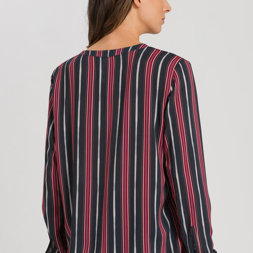 77611 Sleep And Lounge Woven Long Sleeve Shirt - 2984 Marsala Stripe