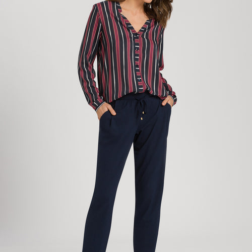 77611 Sleep And Lounge Woven Long Sleeve Shirt - 2984 Marsala Stripe