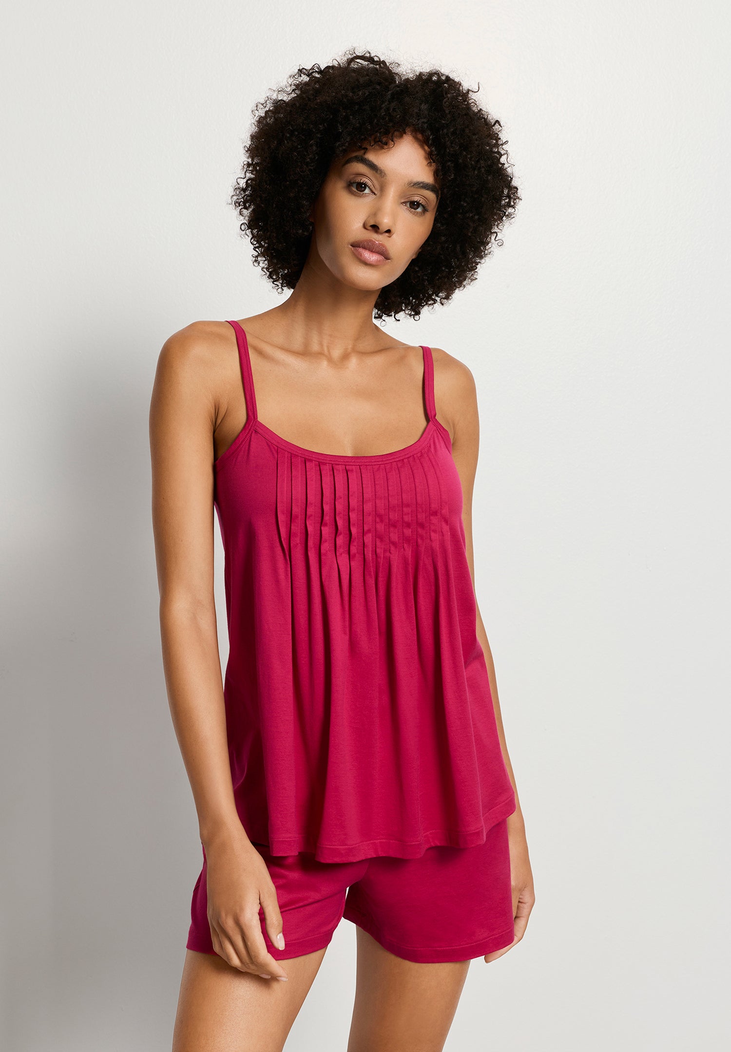 Juliet Spaghetti Strap Pleated Pajama Set | Light Sangria 77705-2465