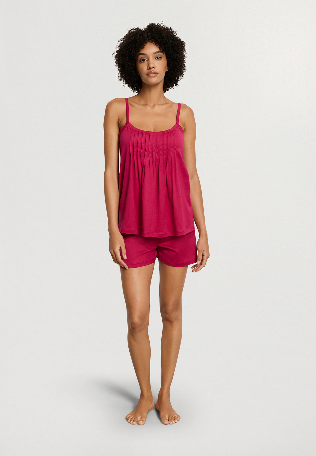 Juliet Spaghetti Strap Pleated Pajama Set | Light Sangria 77705-2465