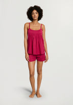Juliet Spaghetti Strap Pleated Pajama Set | Light Sangria 77705-2465