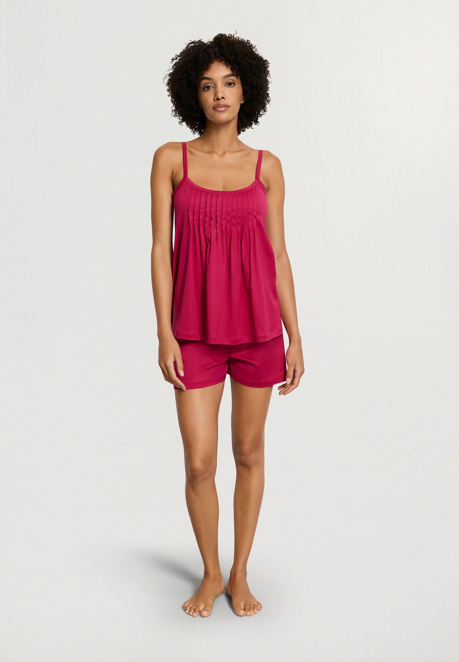 Juliet Spaghetti Strap Pleated Pajama Set | Light Sangria 77705-2465