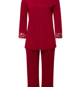 Moments Lace Trim Cotton Pajama Set | Red Dahlia 77928-2418