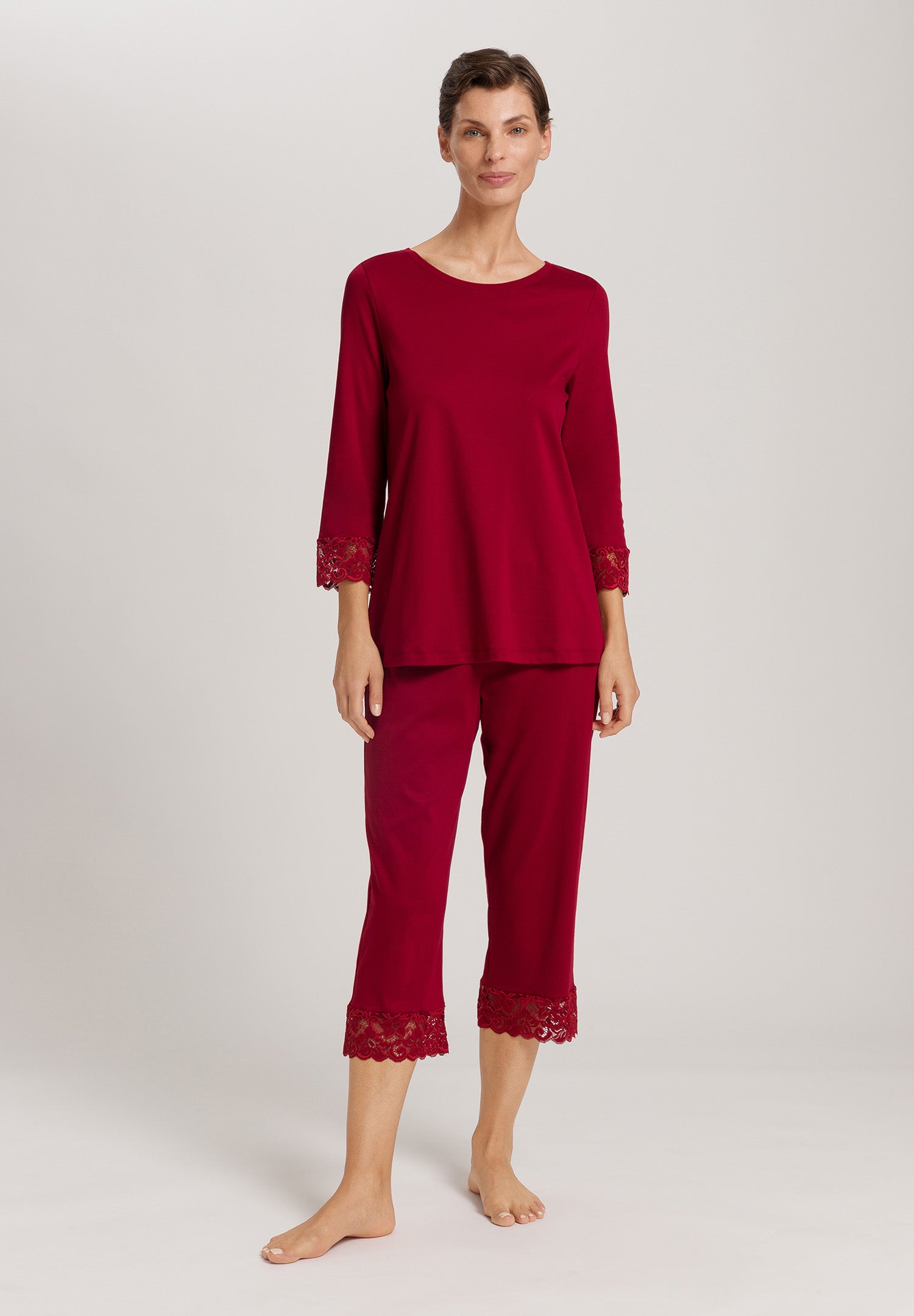 Moments Lace Trim Cotton Pajama Set | Red Dahlia 77928-2418