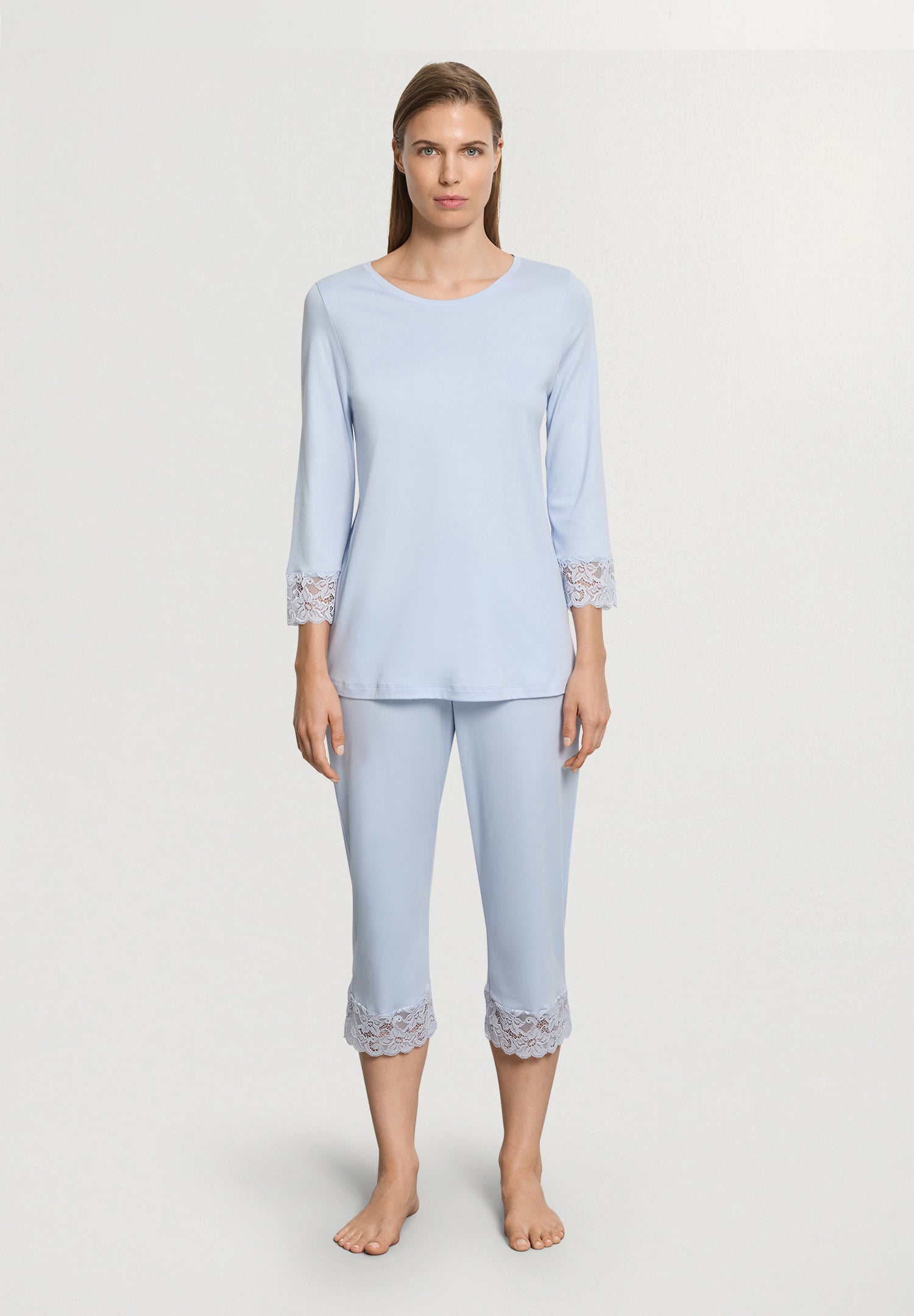 Moments Lace Trim Cotton Pajama Set | Blue Dove 77928-2581