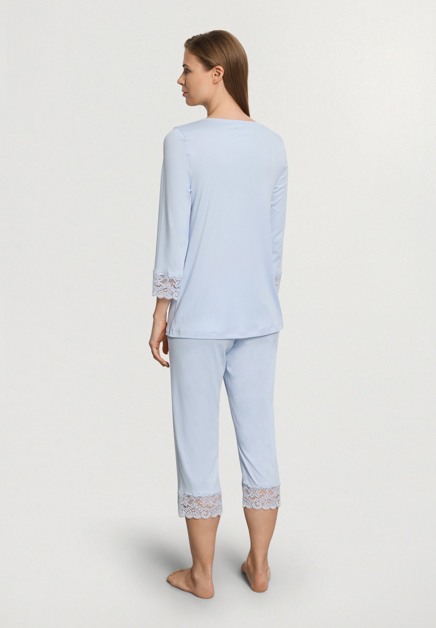 Moments Lace Trim Cotton Pajama Set | Blue Dove 77928-2581