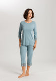 Moments Lace Trim Cotton Pajama Set | Tourmaline Blue 77928-2712