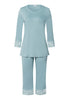 Moments Lace Trim Cotton Pajama Set | Tourmaline Blue 77928-2712
