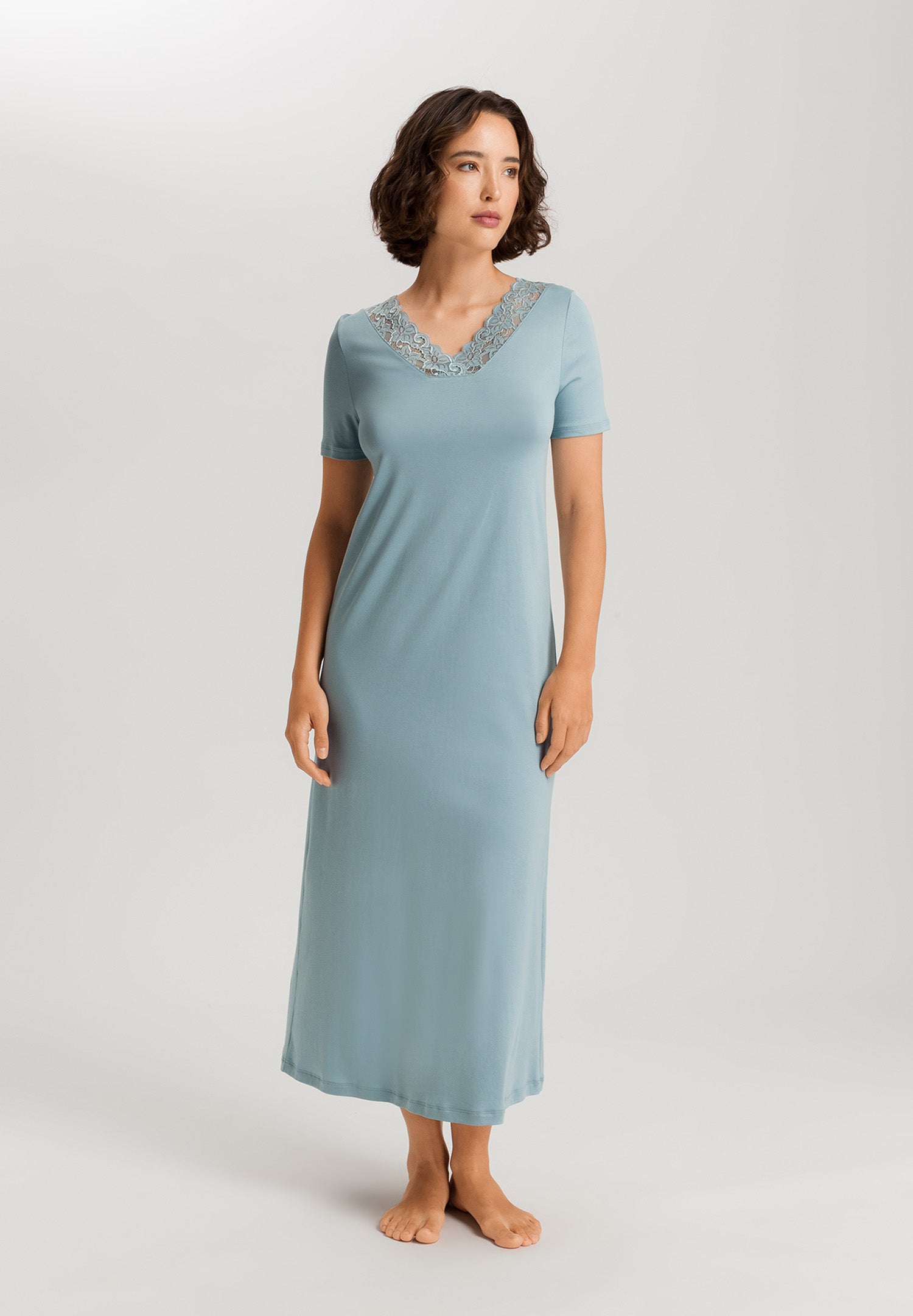 Moments Short Sleeve Long Gown | Tourmaline Blue 77933-2712