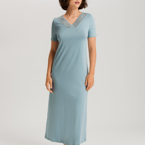 Moments Short Sleeve Long Gown | Tourmaline Blue 77933-2712