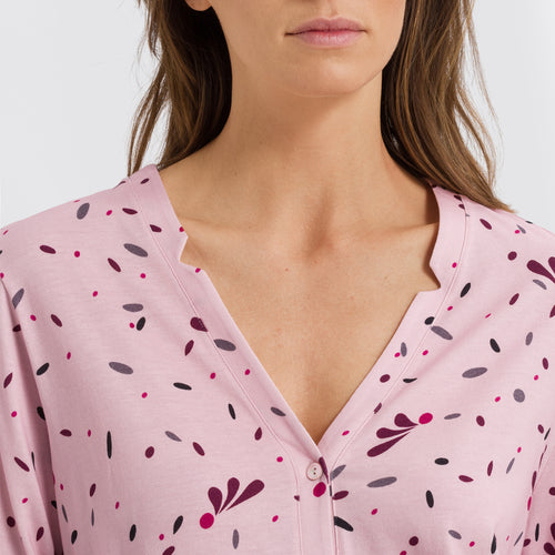 77934 Sleep And Lounge Long Sleeve Button Front Jersey Shirt - 2933 Blithe Petals Print