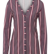 77934 Sleep And Lounge Long Sleeve Button Front Jersey Shirt - 2934 Sleek Stripe